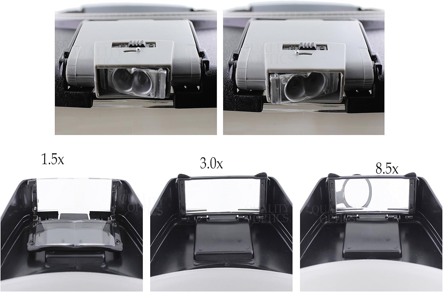 Quality Optics USA Illuminated Adjustable-Magnification (1-5x-8.5X) Visor with Adaptable Settings