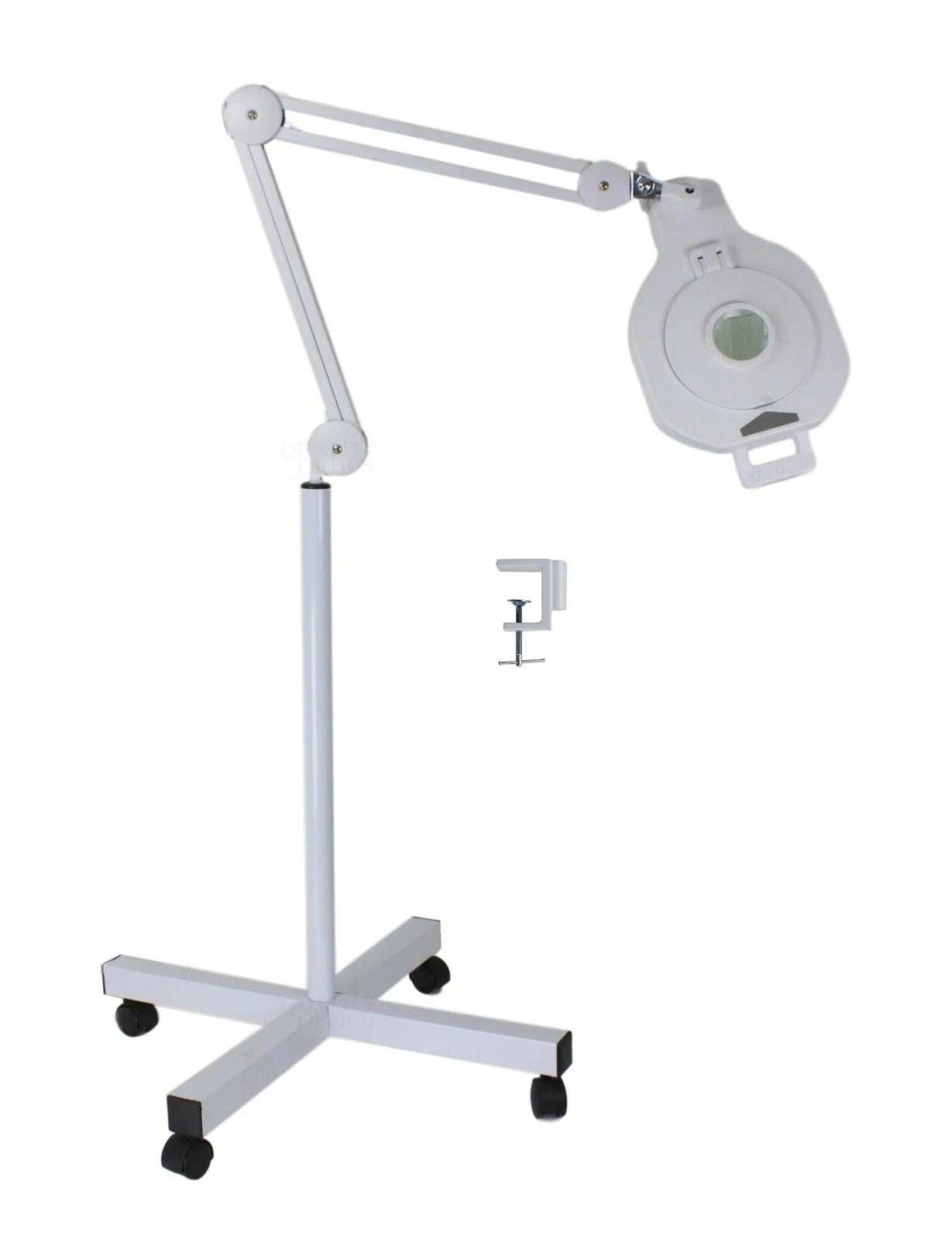 Quality Optics® USA 8D/5D 4 Function 90 LED Lighted, Swing Arm Workstation Magnifier w/UV Black Light & Optional Stand